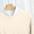 thumbnail image 6 of Hinvhai Men's Crewneck Knit Sweater Slim Fit Lightweight Casual Twist Patterned Cable Knitted Pullover Beige XL(XL), 6 of 6