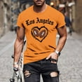 thumbnail image 2 of LpwkSSA Men Casual Round Neck Printing Pullover Fitness Sports Shorts Sleeves T Shirt Blouse Orange XXL, 2 of 5