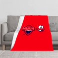 thumbnail image 2 of Cozy Flannel Blanket with Cartoon Characters on Vibrant Red Background - Soft Warm Perfect for Sofa Travel Bed and Chair, 2 of 7