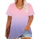 thumbnail image 4 of Camiseta de Base de Impresión de Manga Corta con Cuello en V para las Mujeres, Más Tamaño Estante de Imitación Casual Superior, 4 of 9