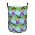 thumbnail image 1 of DouZhe Waterproof Collapsible Large Laundry Baskets, Whimsical Doodle Smile Girl Prints Circular Hamper with Handles, 1 of 6