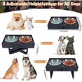 thumbnail image 3 of Soporte elevado para cuencos para perros, 2 cuencos de acero inoxidable de 1140 ml, cuencos ajustables para perros y gatos grandes, base antideslizante (negro), 3 of 5