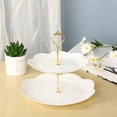 thumbnail image 4 of 2 Tier Cake Plate Cake Holder Stand Dessert -Cake Stand- Fruit Plate for Wedding, Shower, Party Decoration Round Golden, 4 of 8