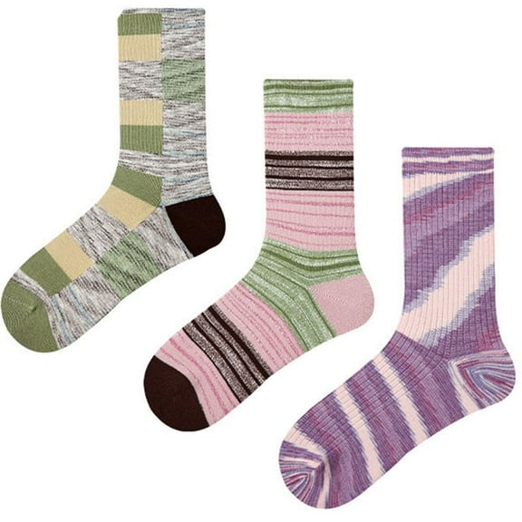 Vintage Floral Patterned Cotton Socks ,Novelty Cute comfy Socks for Women and Girls,3 Pack