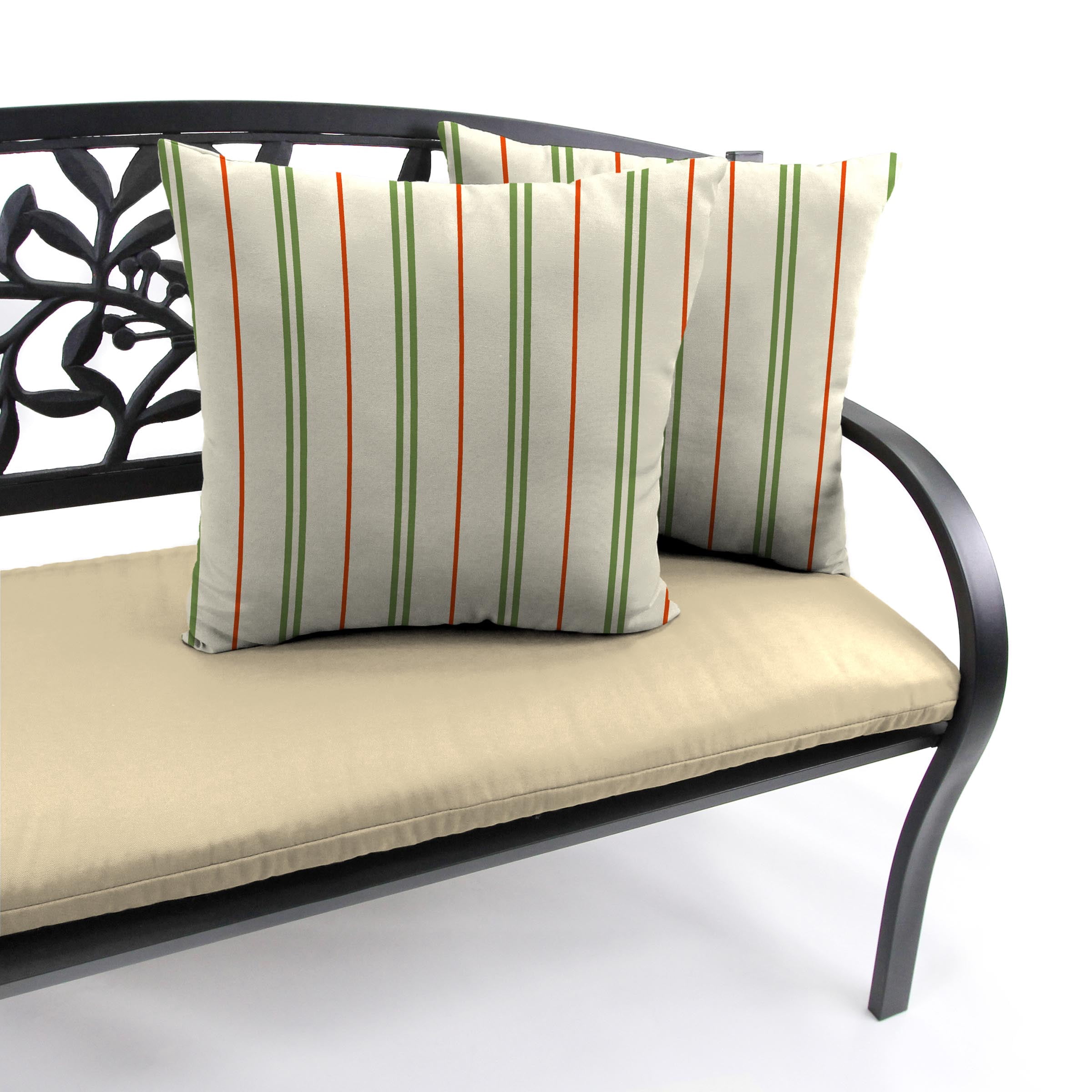 Jordan Manufacturing 16" x 16" Gallan Cedar Grey Stripe Square Outdoor Throw Pillow (2 Pack)
