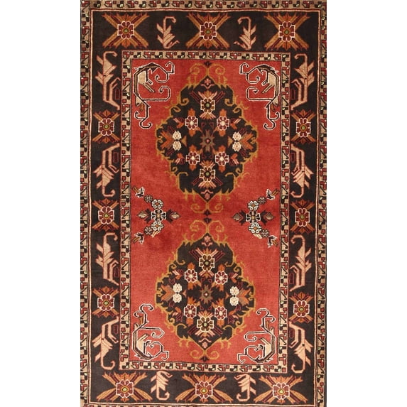 Ahgly Company Machine Washable Indoor Rectangle Traditional Tomato Red Area Rugs, 4' x 6'