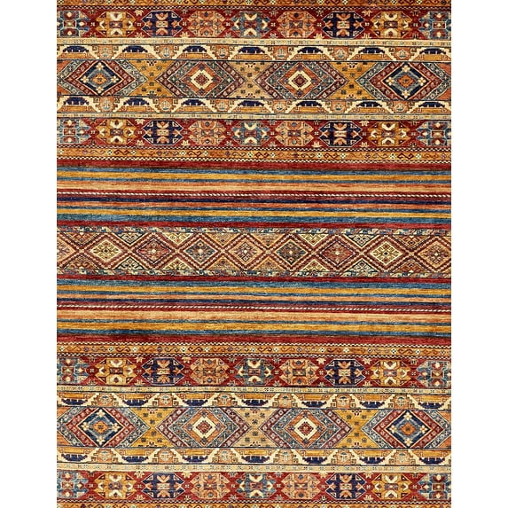Ahgly Company Indoor Rectangle Abstract Saffron Red Abstract Area Rugs, 4' x 6'