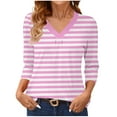 thumbnail image 2 of Women's Polka Dot Printed V-Neck 3/4 Sleeve Casual Summer Blouse with Comfort Fit, 2 of 6