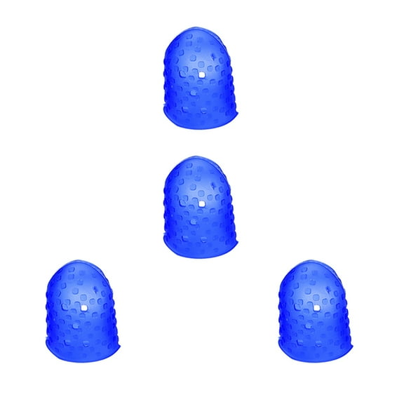 WORGEOUS  4 Pcs Thumb Pick Stickers Fingertip Moistener Guitars Office Blue