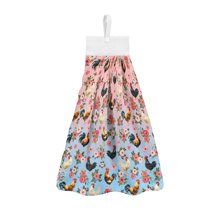 ZIATUBLE Rooster Floral Hand Towels for Kitchen Fast Drying Hanging Hand Towels for Bathroom Reusable Dish Towel Hand Towels Easy to Clean Hanging Kitchen Towels with Loop Dish Cloth