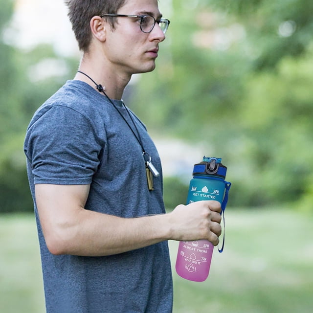 Water Bottles That Keep Water Cold All Day Large Kettle;1L Large-Capacity Sports Water Cup, Space Cup, Graduated Color Straw Plastic Cup, Student Childrens Water Bottle