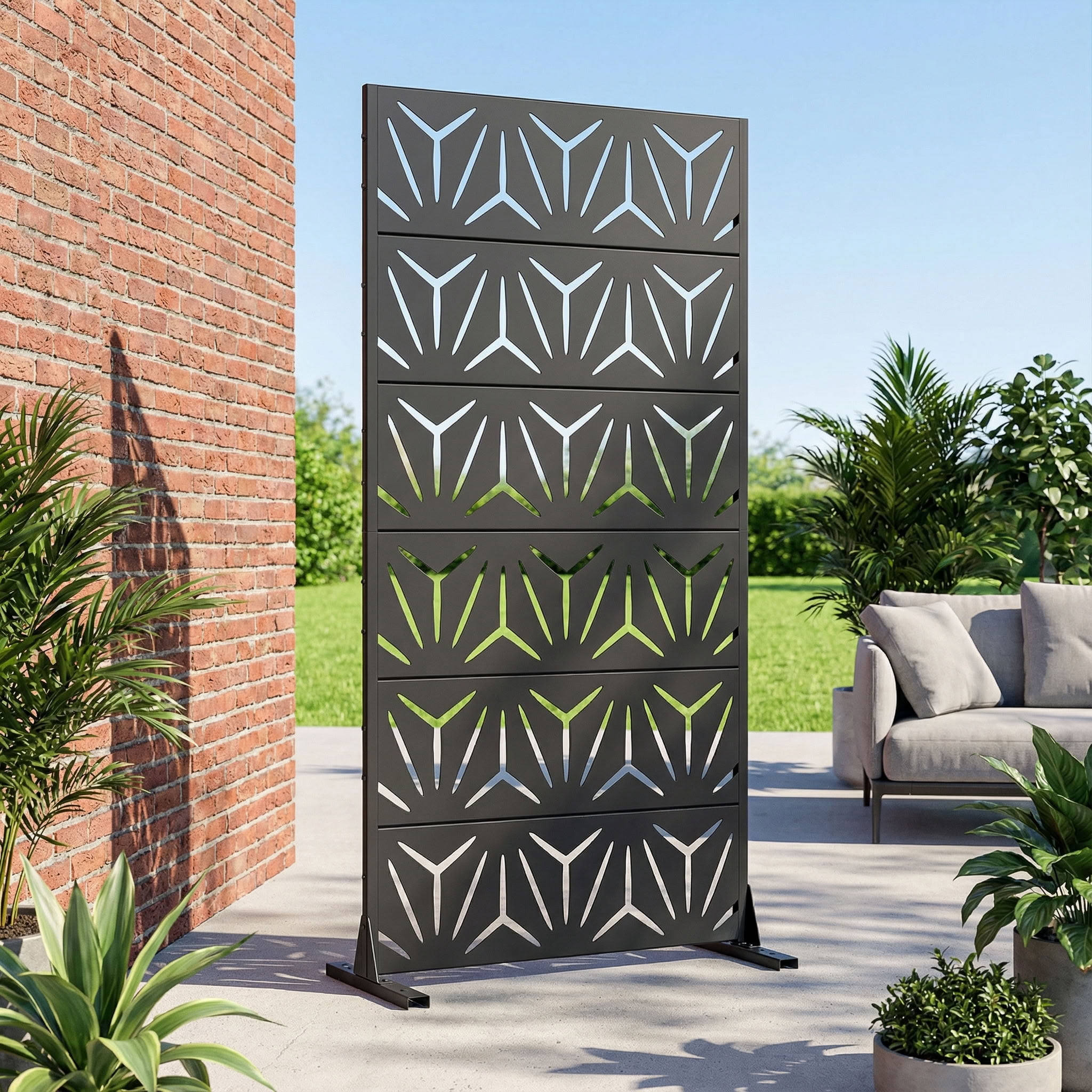 MAYEERTY 6 Panels Metal Outdoor Garden Privacy Screen Patio Backyard Decorative Privacy Fence Divider, 72×35.4×15.7in