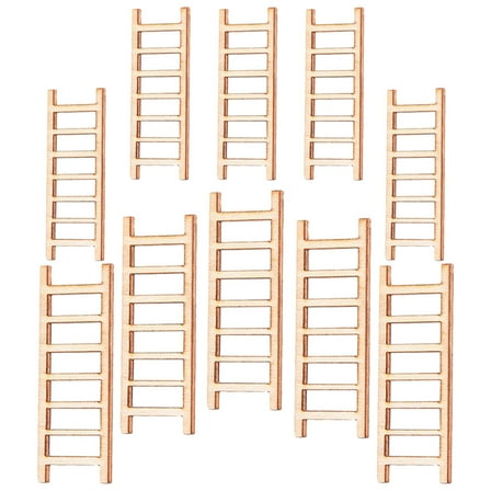 WEUVEB Wooden Ladder Decor Beige 40Pcs 3.5x1.2x0.1in