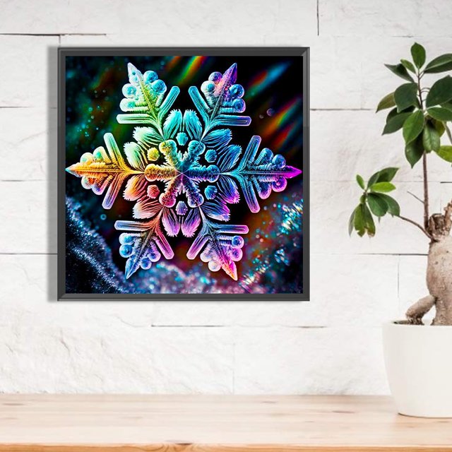 Pintura de diamante 5D DIY, taladro redondo completo, Kit de copos de nieve coloridos, decoración del hogar FLhrweasw Nuevo