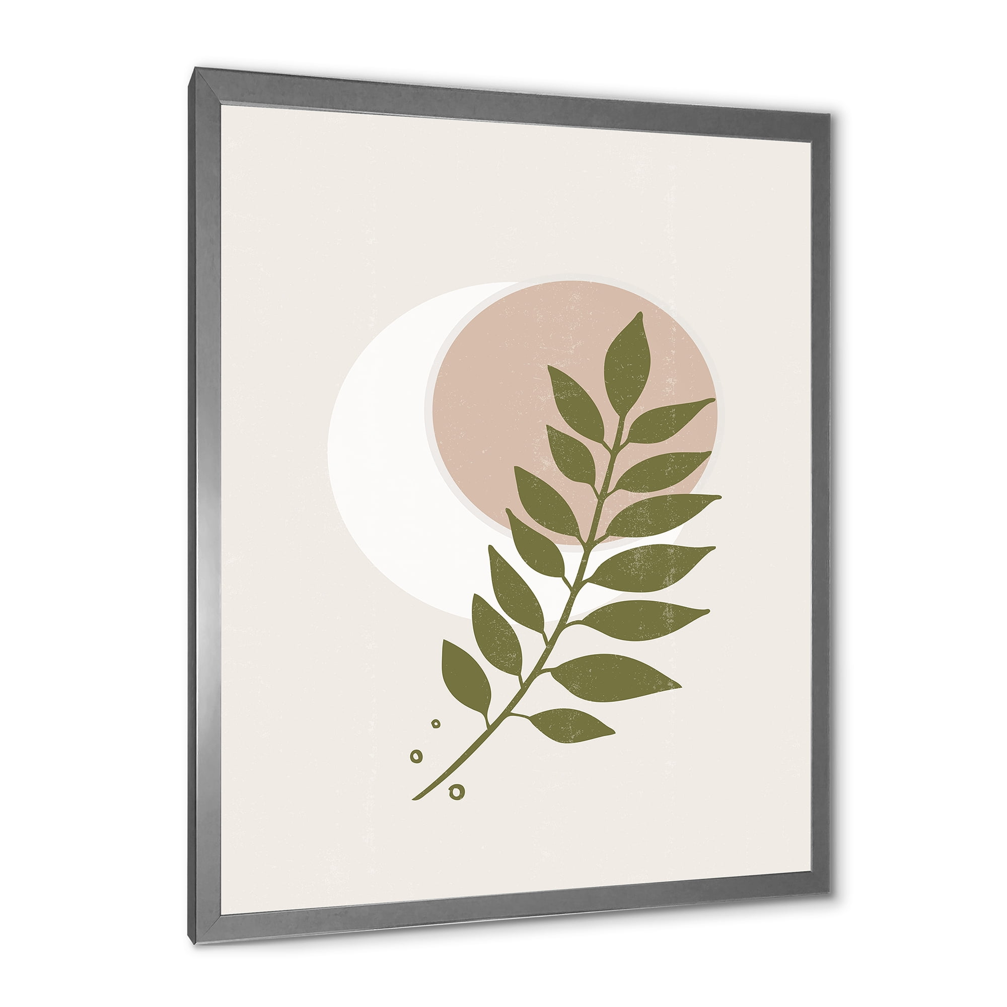 Designart 'Abstract Geometrical Leaf With Moon IV' Modern Framed Art Print