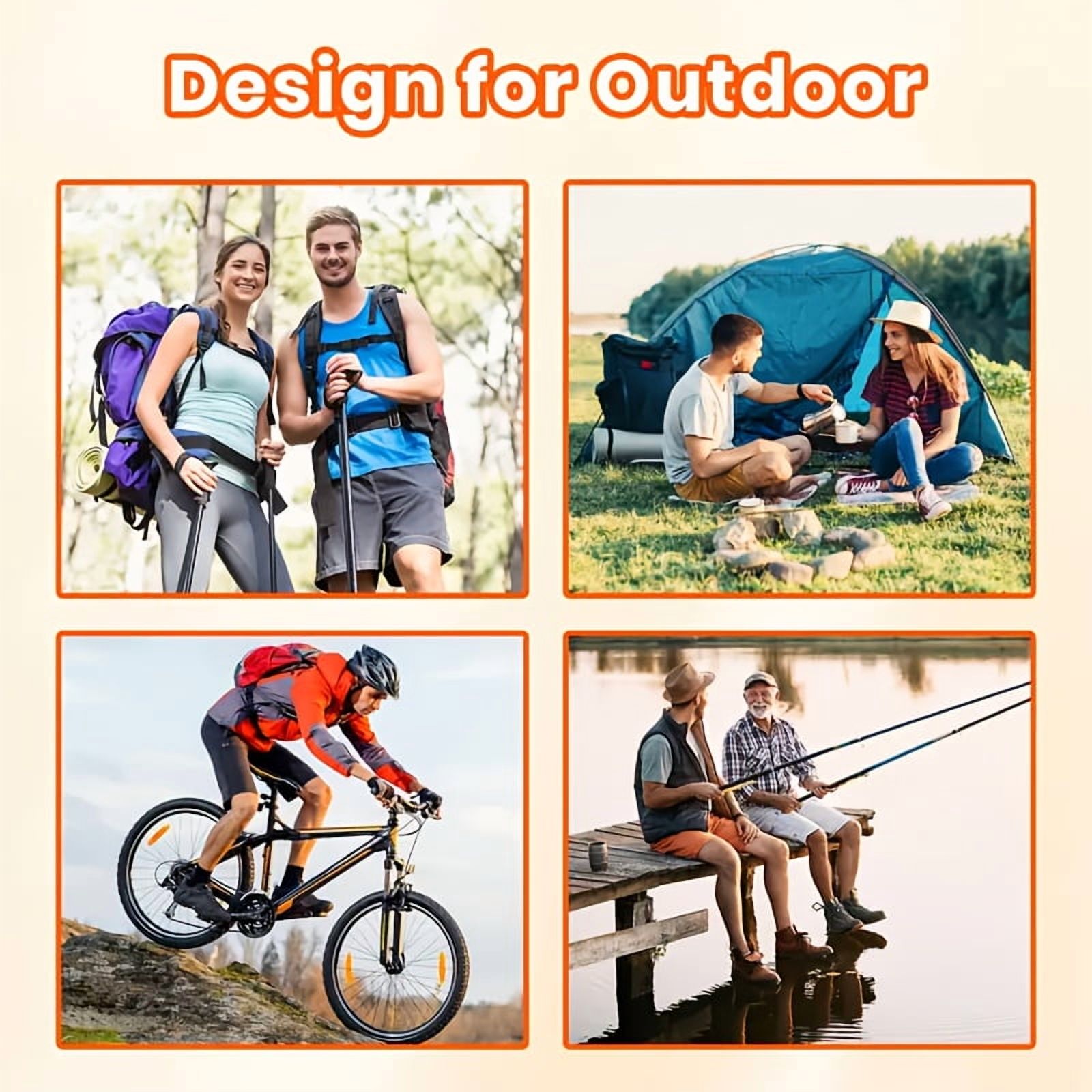 Tri-Folding Solar Power Bank 38800mAh, 4 Solar Panel Portable Charger with LED Lights for Smartphones, Tablets, Camping & Hiking