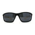 thumbnail image 2 of Mens Lion Shield Emblem 90s Racer Rectangle Wrap Sunglasses Black Yellow, 2 of 4