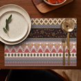 thumbnail image 4 of Black Boho Oriental Flowers and Paisleys Pattern Summer Placemats Table Placemats Set Of 6-Linen Kitchen Washable Placemats Table Mats 11.8"x17.7"Non-Slip Heat Resistant, 4 of 5