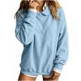 thumbnail image 6 of Lcziwo Women Long Sleeve Solid Sweatshirt Peter Pan Collar Comfy Pullover Oversized Casual Fall Winter Outfits Blue,XL, 6 of 8