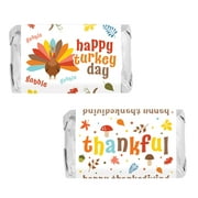 Turkey Day Mini Chocolate Candy Bar Wrapper Labels -Thanksgiving Party Favors for Kids - 45 Count - Distinctivs