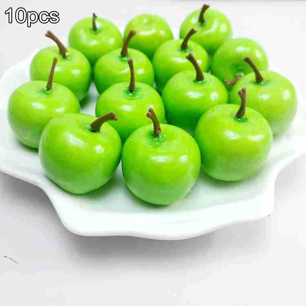 Details about   12x Green Artificial Apple Fake Fruit Lifelike Theater Prop Home Kitchen Decor 