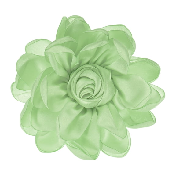 Uxcell Rose Flower Brooches and Pins for Women, Lapel Pins Dainty Satin Fabric Big Camellia Hair Flowers Clips Light Green