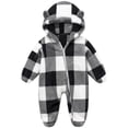 thumbnail image 2 of Newborn Boys Girls Plaid One Piece Romper Cute Bear Ear Footies Hooded Jumpsuit Plush Fleece Front Zipper Onesie Winter Long Sleeve Jumper for Baby, 2 of 7