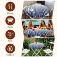 thumbnail image 7 of Blue Floral Round Tablecloth, Fitted Table Cover with Elastic for 45"-54" Round Tables, Gradient Stripe Garden Plant Branch Texture Table Cloth Outdoor Indoor Dinning Party Waterproof Tablecloths, 7 of 7