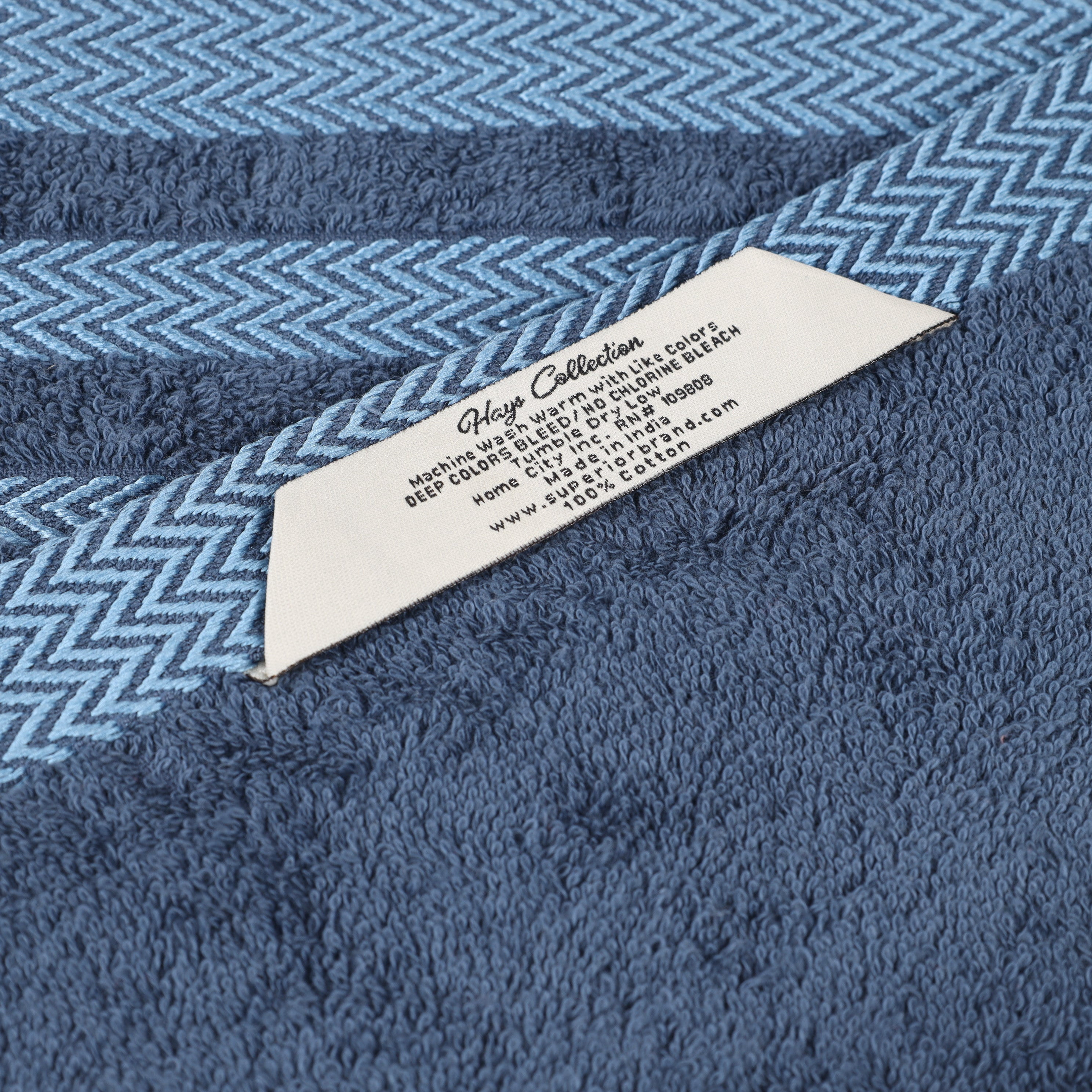Superior Hays 2 Piece Cotton Plush Bath Towel , Ultra Soft Absobent Towels, Navy Blue