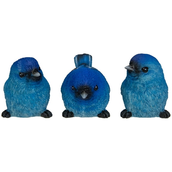 Set of 3 Small Indigo Blue Bird Figurines 3.25"