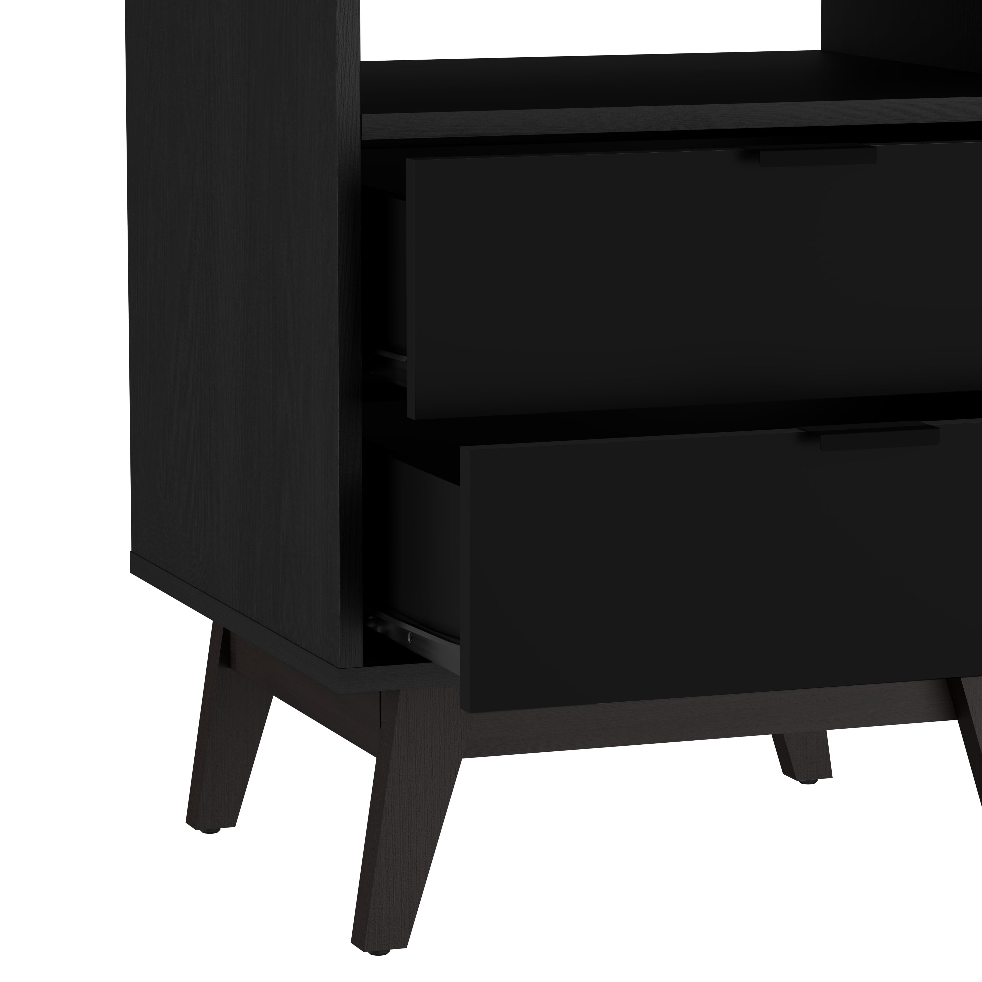 Kappesberg Hanford 2-Drawer Nightstand with Open Shelf & Cable Management, Brown/Black - for Adults and Teens
