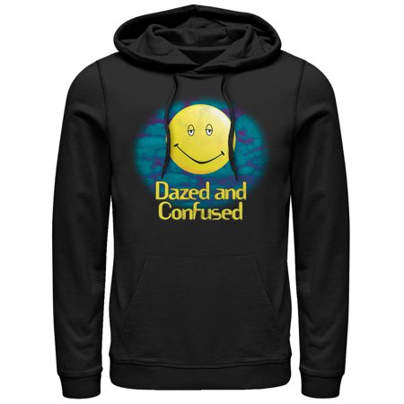 Men s Dazed and Confused Cloudy Big Smiley Logo Pull Over Hoodie Black 2X Large
