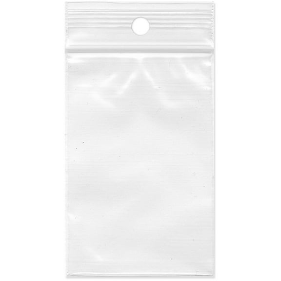 Plymor 2" x 3" (Pack of 500), 2 Mil with Hang-Hole Zipper Reclosable Plastic Bags