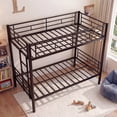thumbnail image 2 of Uiowio Twin over Twin Metal Bunk Bed Converts to 2 Separate Beds, Space-Saving Bunk Bed Frame with Storage,Twin Bunk Bed with Built-in Ladder & Safety Guardrail, Black, 2 of 10