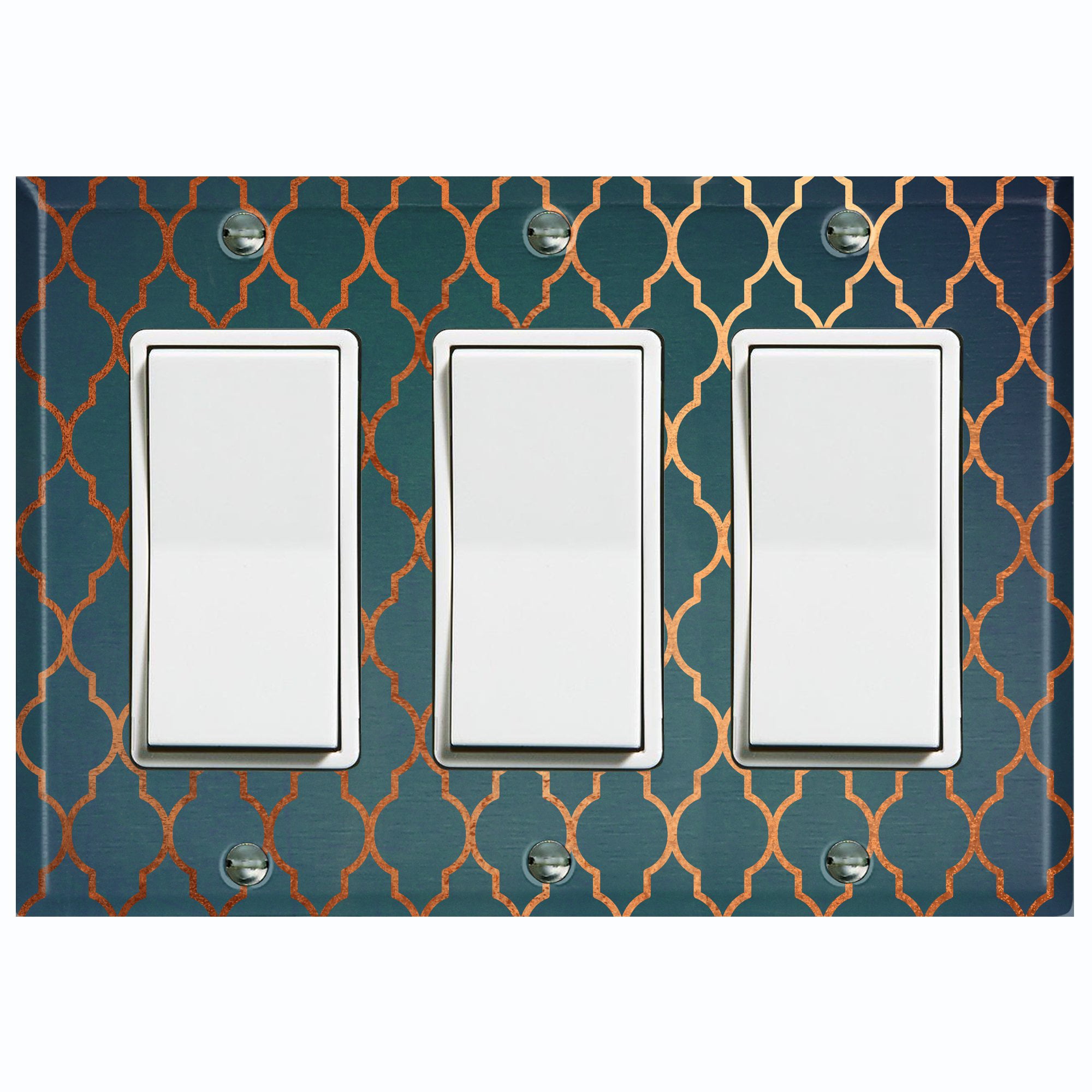 Metal Light Switch Cover Wall Plate Wallpaper Teal Yellow Pattern WAL001 