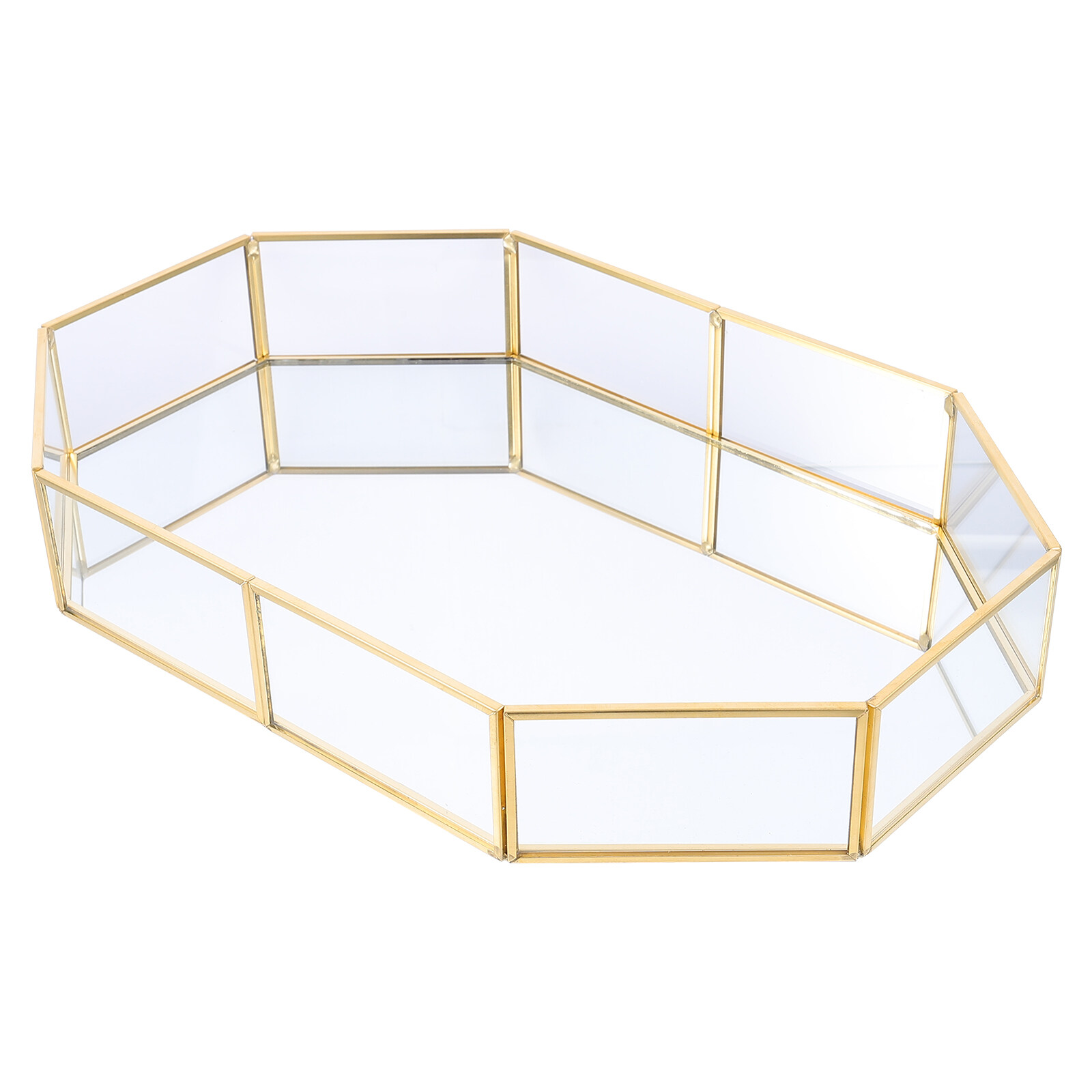 KHBUAB cate Jewelry Display Box Golden Alloy Glass Home Decoration Stylish