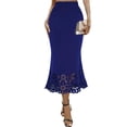 thumbnail image 2 of ClodeEU Women's High Waisted Mermaid Hem Skirt with Cutout ,Slim Fit Elegant Ankle Length Skirt Dark Blue,Womens Plus XXL, 2 of 6