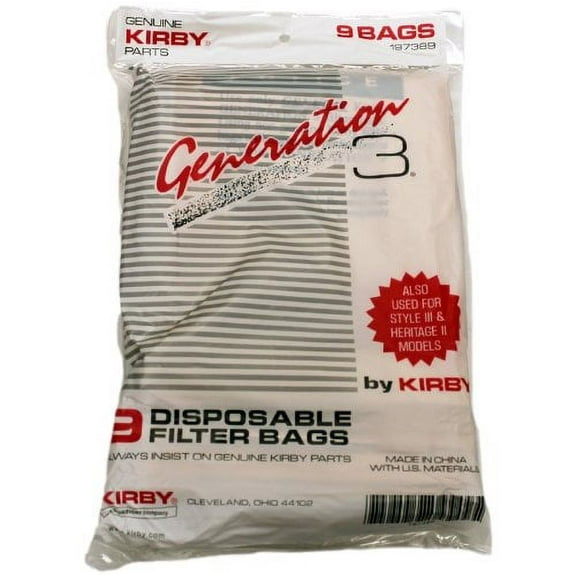 Kirby Vacuum Bags Generation 3 9 Pack OEM # 197389