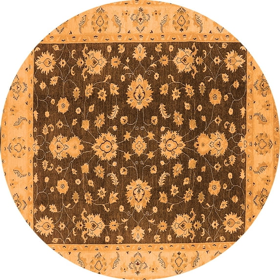 Ahgly Company Indoor Round Oriental Orange Traditional Area Rugs, 8' Round