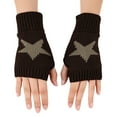 thumbnail image 3 of CUZIBR Winter Gloves Women Fingerless Star Print Woolen Gloves Thickened Half Finger Mitten Warm For Running Driving Hiking, 3 of 5