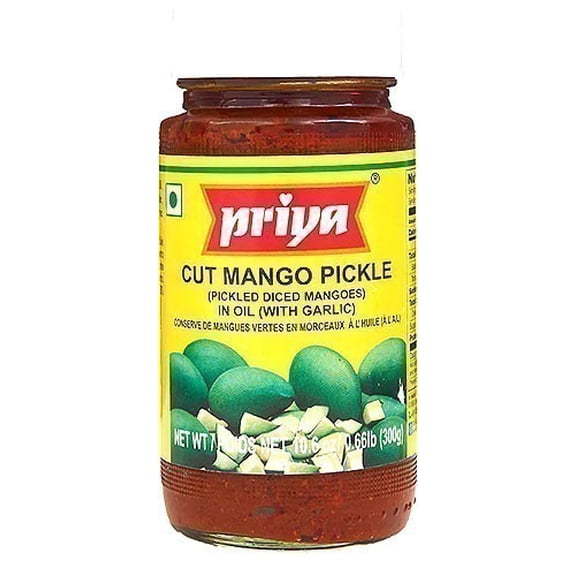 Priya Cut Mango Pickle with Garlic 300 gm bottle