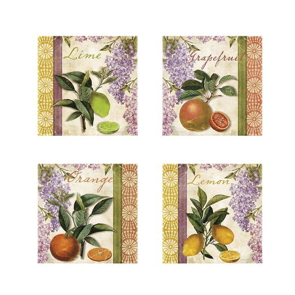 Great Art Now Summer Citrus by Color Bakery 4 Piece Print Art Set Each 12W x 12H