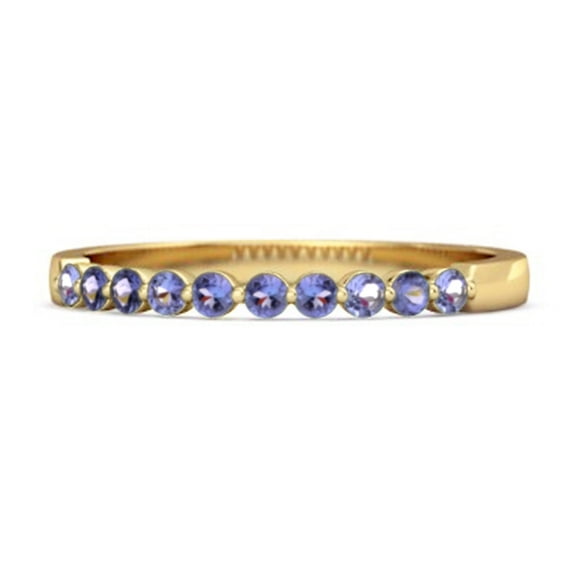 Mooneye 0.20 Ct Tanzanite Half Eternity Stacking Women Gifts Ring 925 Sterling Silver Gold Vermeil