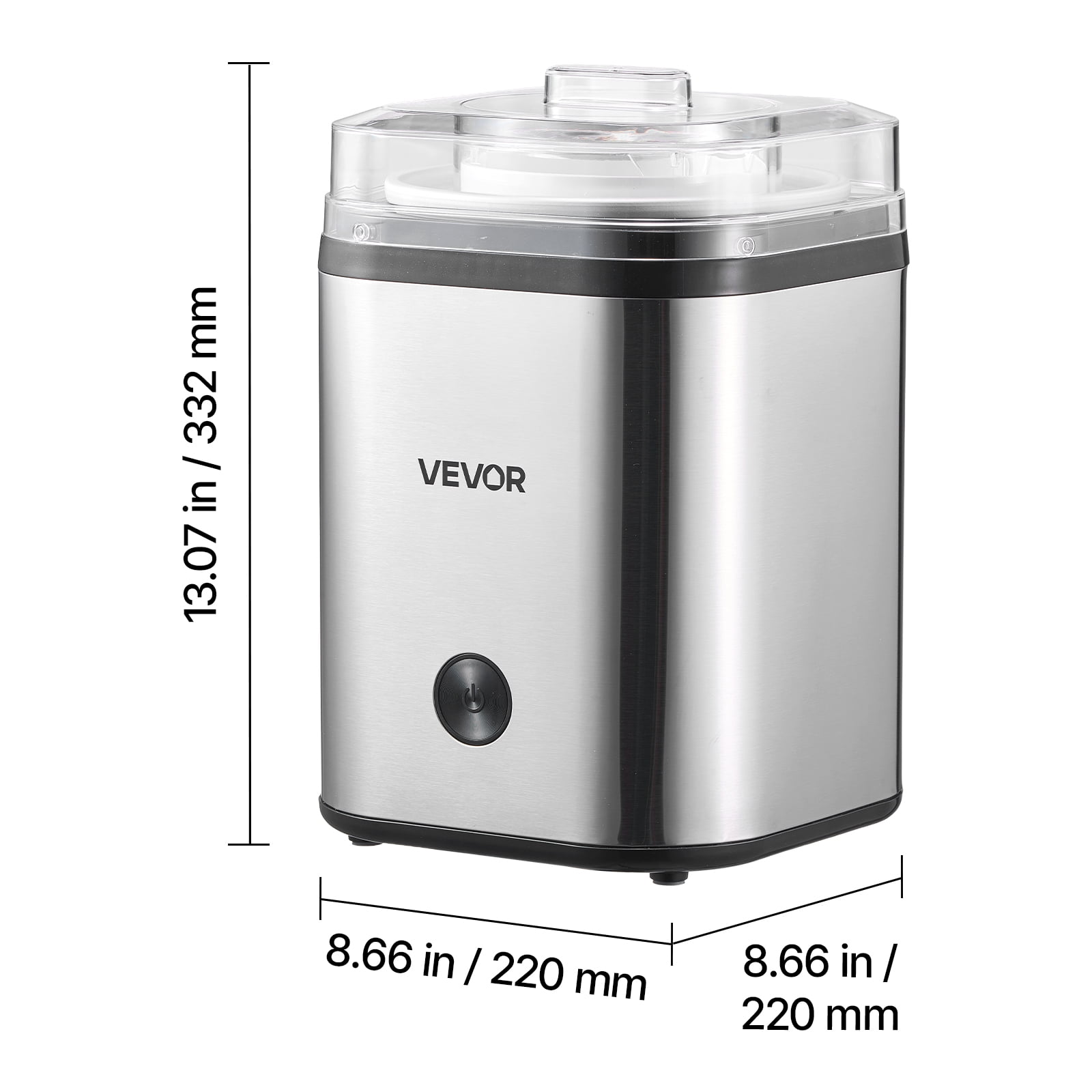 VEVOR Ice Cream Maker, 2.11 Qt. Large Capacity, Electric Automatic Ice-Cream Machine, with Easy Operation & Cleaning, Stainless Steel Shell, for Homemade Frozen Yogurt, Fruit Sorbet, Gelato, Silver