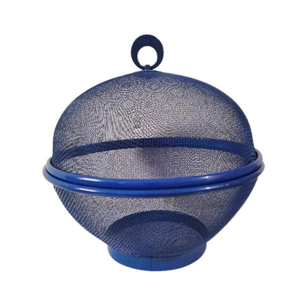Cesta de frutas con tapa, accesorios de cocina, cesta de drenaje para almacenamiento de frutas, decorativa Azul