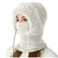 thumbnail image 3 of ZQUUVOU Women's Winter Balaclava Neck Warmer Beanie with Mask Windproof Plush Lined Thick Thermal One Piece White, 3 of 4