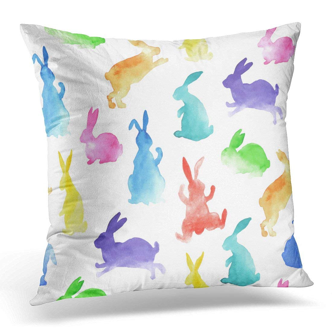 18x18 Multicolor Cute Bunny Gift Ideas Cute Bunny Pattern Throw Pillow