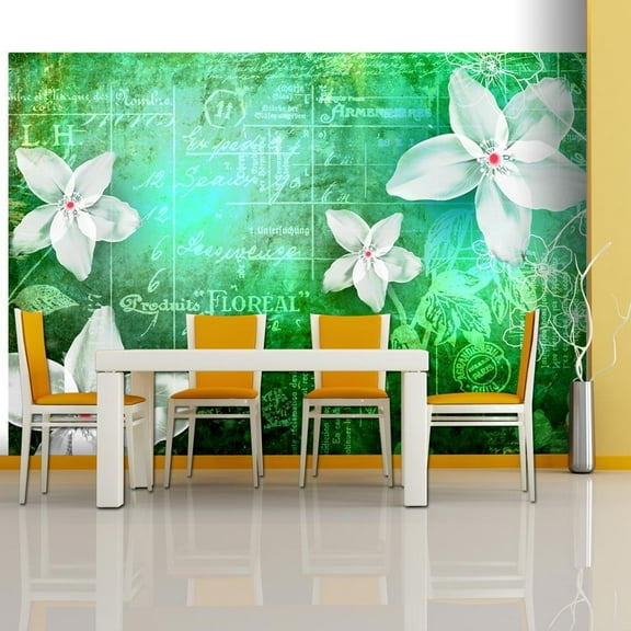 Tiptophomedecor Floral Wallpaper Wall Mural - Floral Notes Green