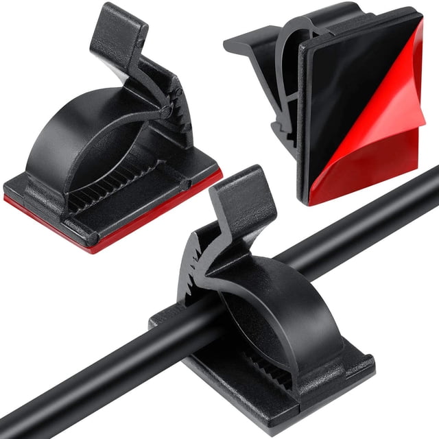 60 Piezas Mini Clips de Cable para Exteriores con Tiras Adhesivas Clips de Luz Clips de Decoración Ganchos Autoadhesivos Soporte de Cable para Cadena de Luces (Negro,