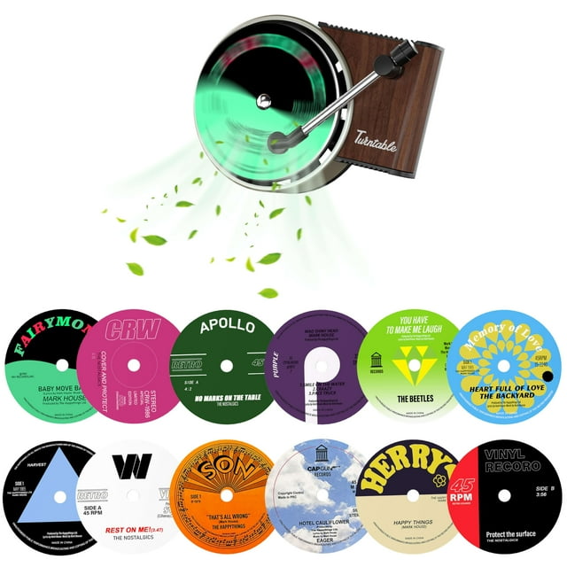 Maicican 12 Uds Ambientador De Coche Personalizable Clip De Ventilación Cubierta De Álbum De Cantante Pop Tocadiscos Forma Regalos Para Amantes De La Música. (Retro)